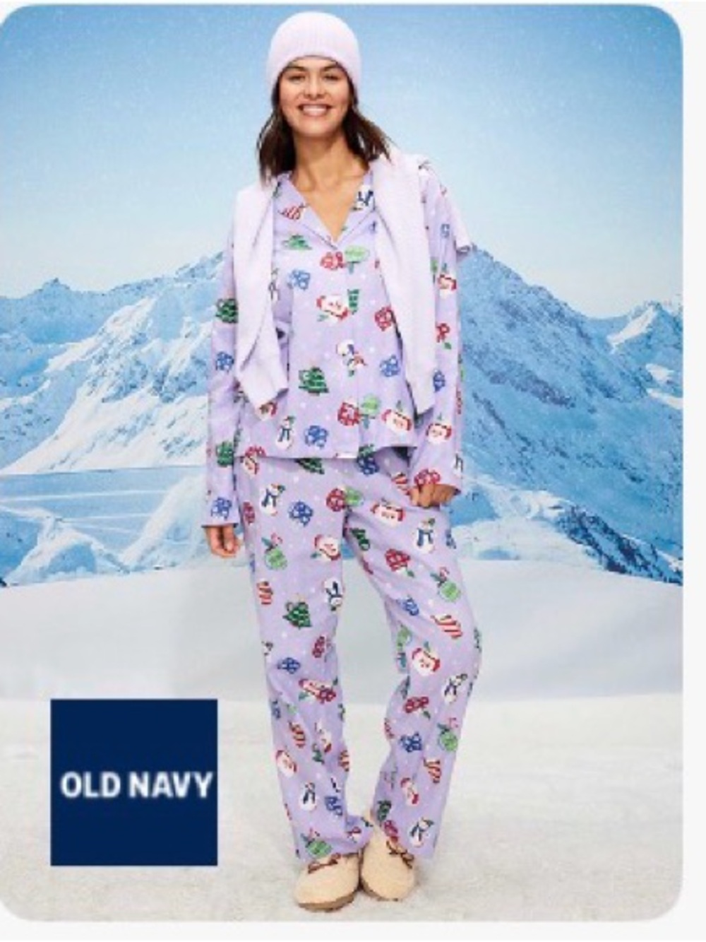 Old Navy Light Purple Festive Holiday Pajama Set